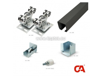 Schiebetürbeschlagset COMBI ARIALDO für Tore bis 600kg / bar 6M / 68x68x4mm / UNSINKED