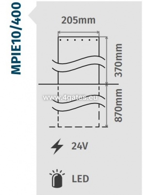 Automatinis teritorija Bollard MPIE10 / 400 H 370mm