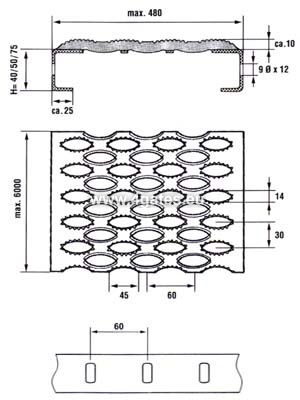 Tsingitud profileeritud metallvõre; SERRATED; 2,5x40x300x6000 mm