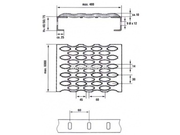 Galvanized steel platform grating; SERRATED; 2,0x40x400x6000mm