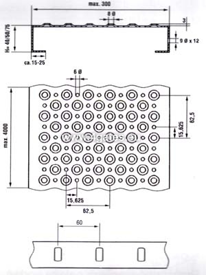 Galvanisert profil metallgitter OFFSHORE; 2,0x40x300x6000mm