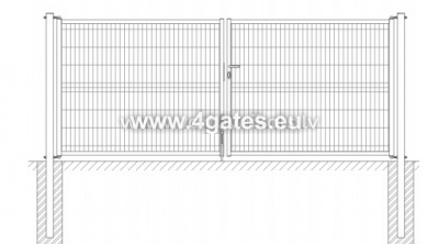 Professional double swing gates Galvanized + painted + 3D panel filling
