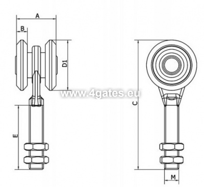 COMBI ARIALDO Ruļļu bloks 2GRANDE, P=380kg, d=55mm, H=167mm (cinkots)