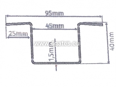 Built-in profile for chain barrier MOTORLINE CHLCCE 1M