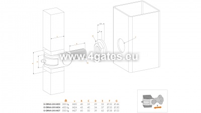 Hengsel for smidde porter og wickets (G-ORNA-LR-Z-M24)